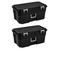 2 Pack 22 Gallon Black Wheeled Lockable Plastic Storage Trunk N799924