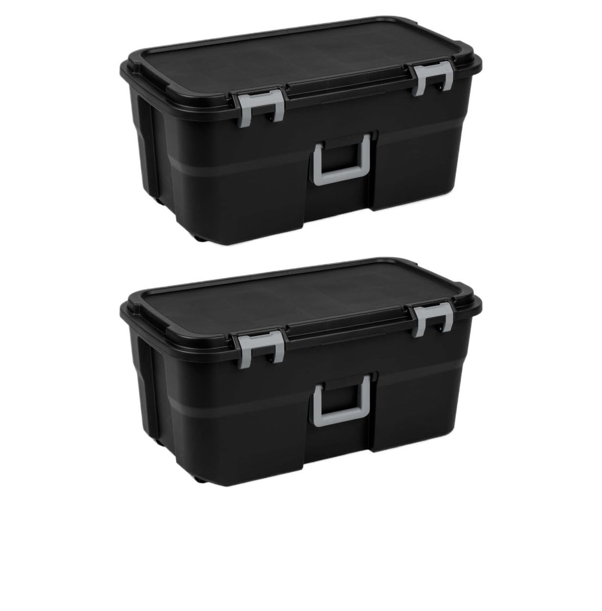 2 Pack 22 Gallon Black Wheeled Lockable Plastic Storage Trunk N799924