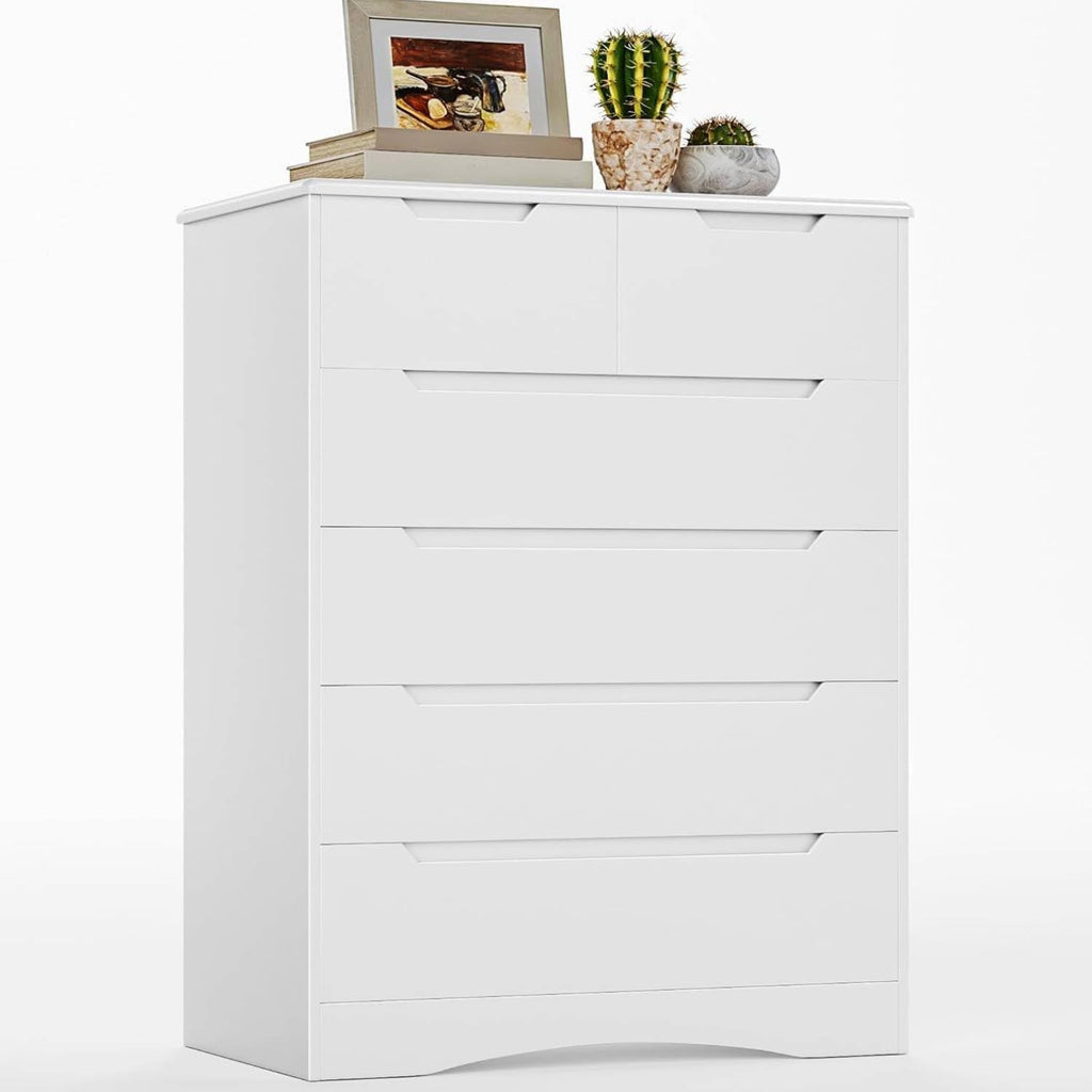 White 6 Drawer Dresser T8232