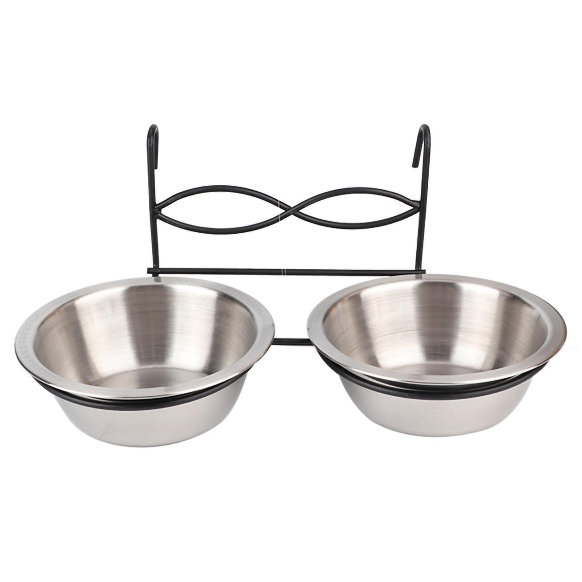 Stainless Steel Hanging Pet Bowls, 2 Bowls 1 Hook T77012