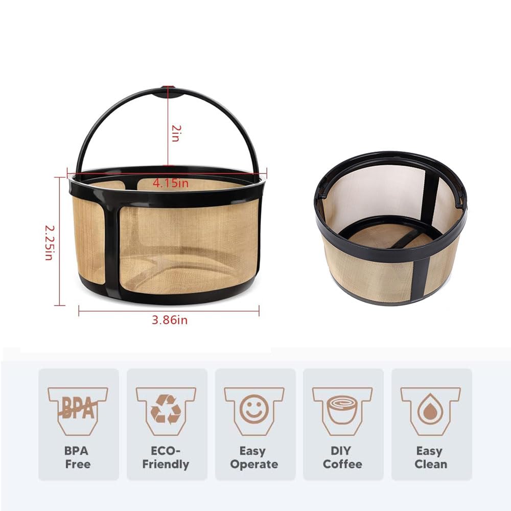 Reusable 8-12 Cup Basket Coffee Filter 2 Pack BPA Free A9986