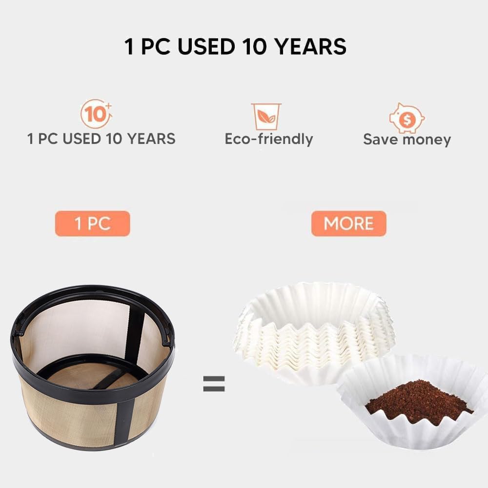 Reusable 8-12 Cup Basket Coffee Filter 2 Pack BPA Free A9986