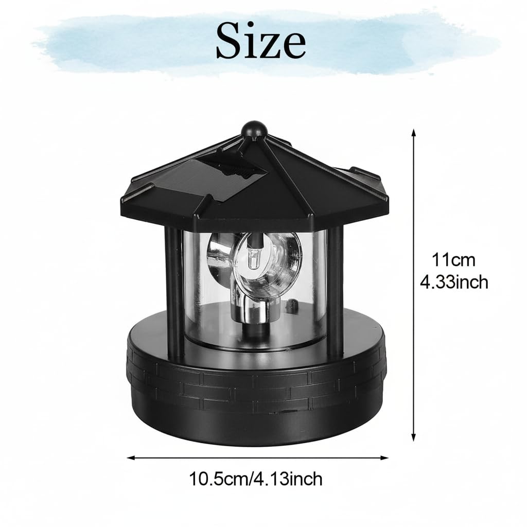 Solar Lighthouse Lamp with Rotating Beacon IP44 Waterproof LED Light D3306