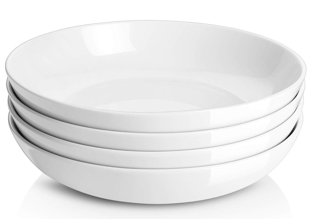 9.75" 50 Ounces Ceramic Pasta Bowls Set of 4 White F195085