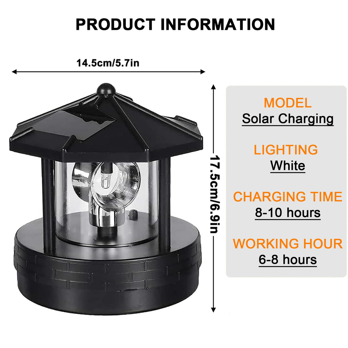 Solar Lights Outdoor LED Rotating Lighthouse Lamp T424729