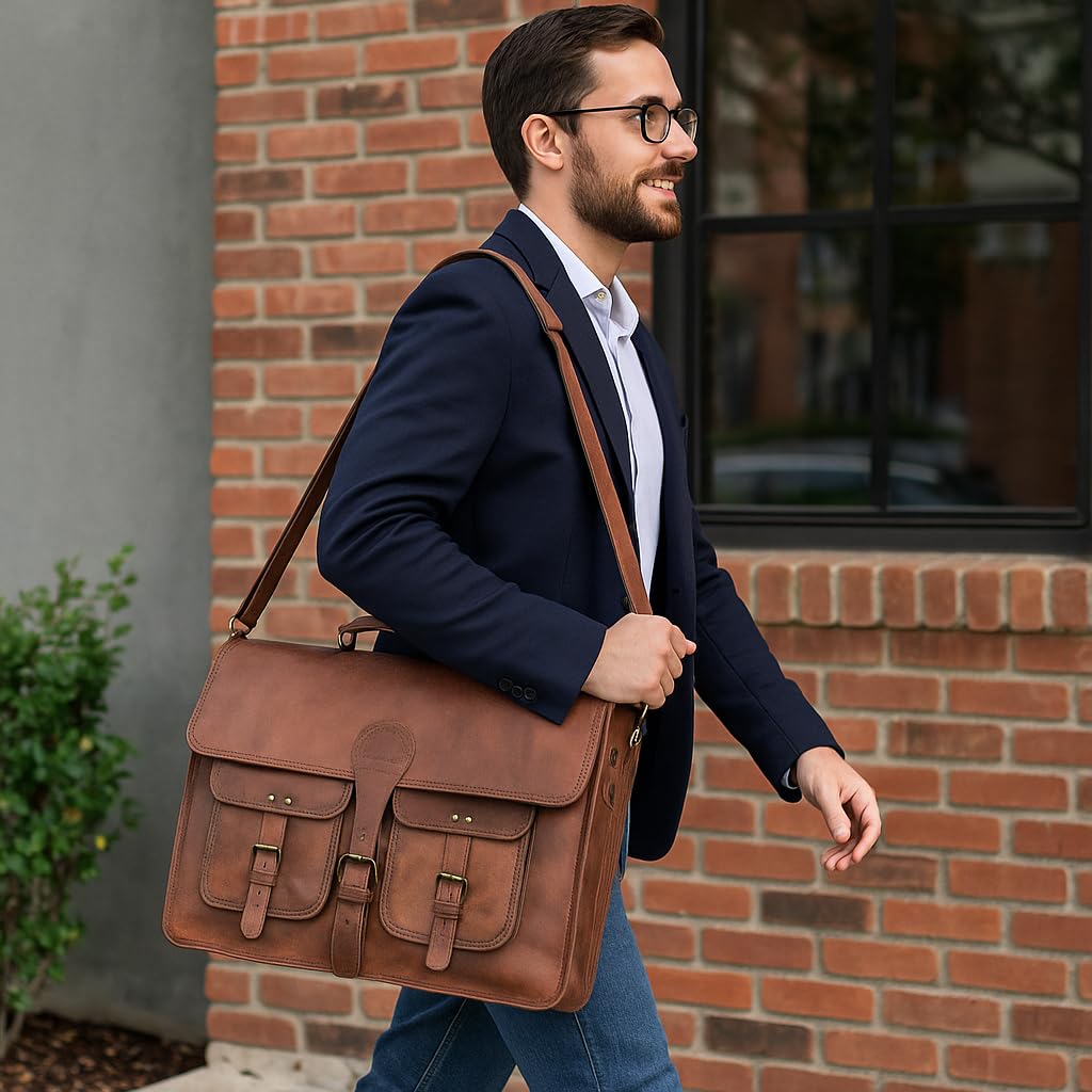 18 inch Leather Messenger Bag L463200