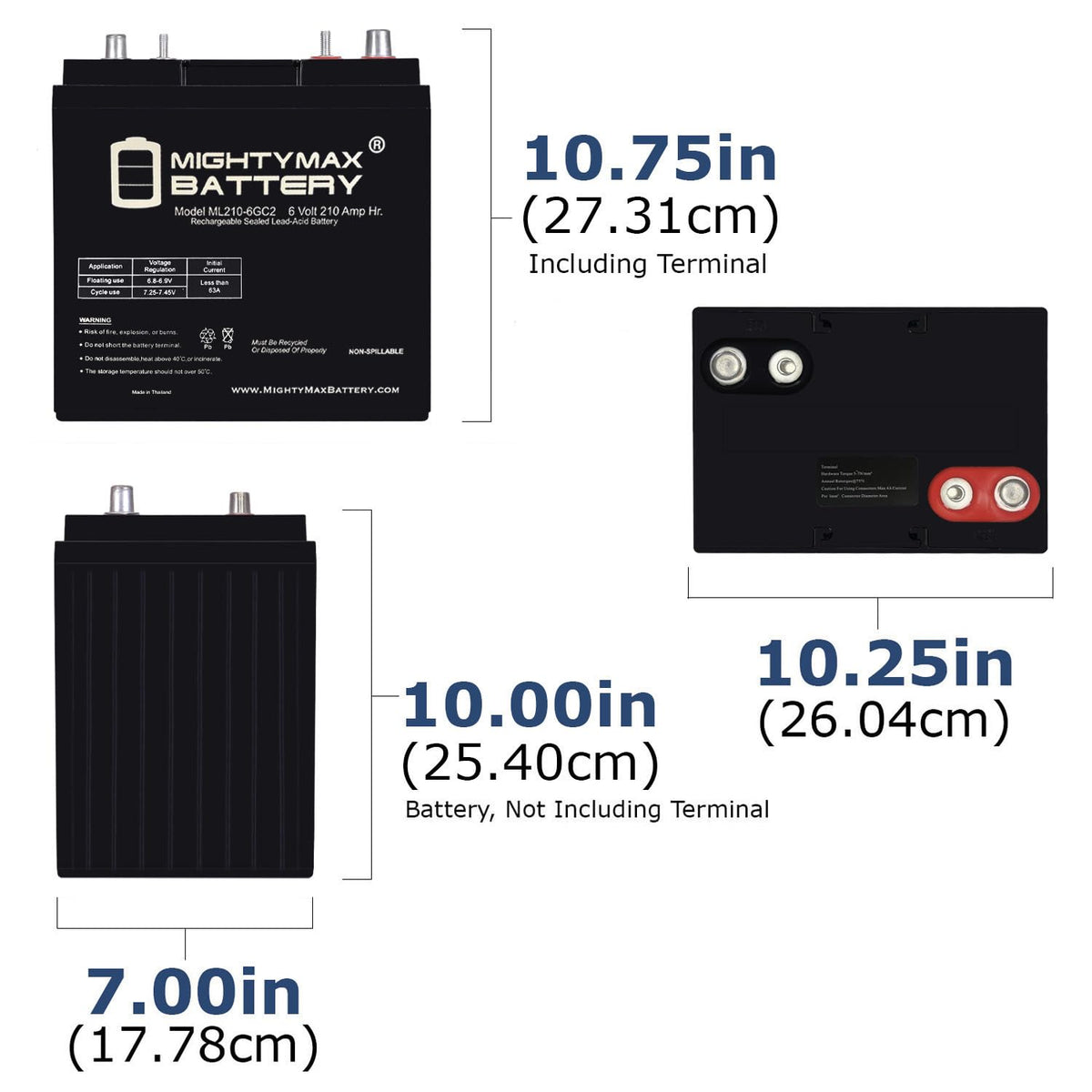 6V 210AH Dual Terminal SLA Deep Cycle Battery 4 Pack U247