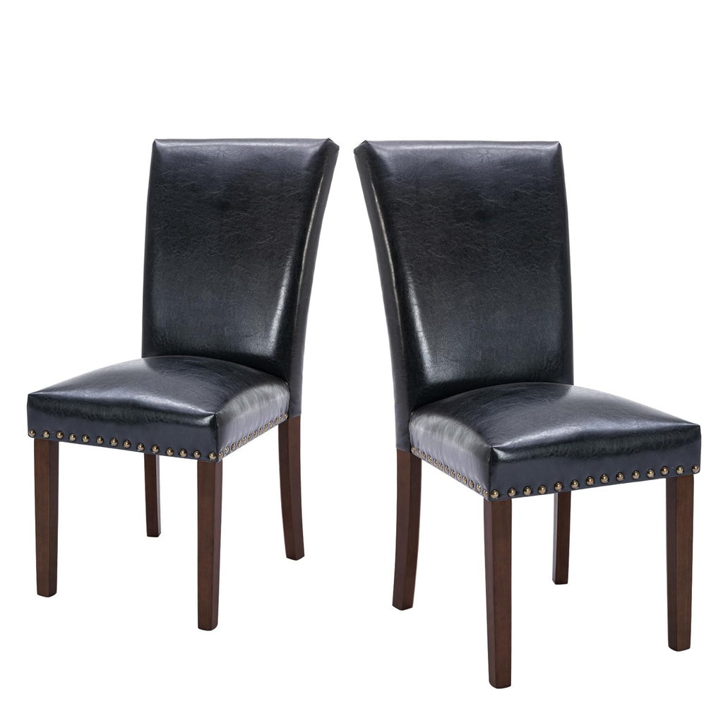 High Back Upholstered Dining Chairs Set of 2 Black L875