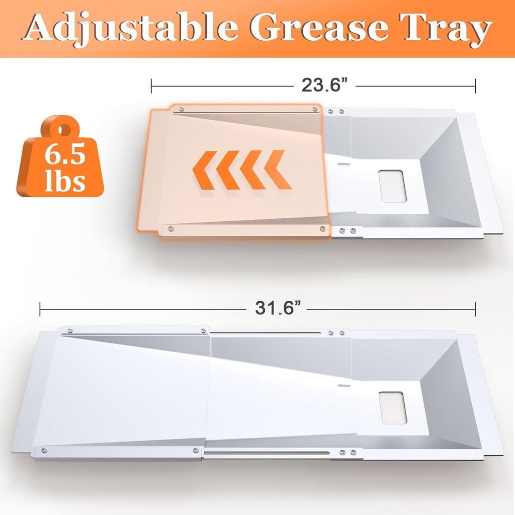 Universal Grease Tray with Catch Pan Adjustable Drip Pan for Gas Grill R930937