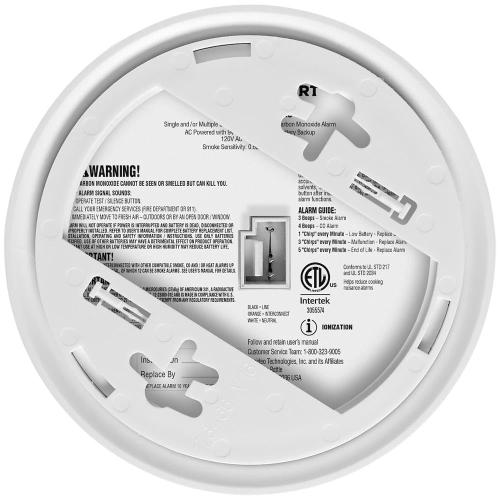 Hardwire Combination Smoke & Carbon Monoxide Alarm with Battery Backup, 5 Pack C68320