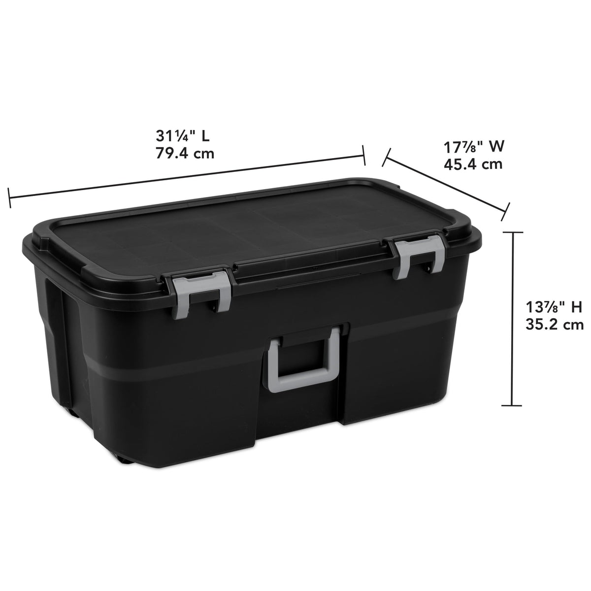 2 Pack 22 Gallon Black Wheeled Lockable Plastic Storage Trunk N799924
