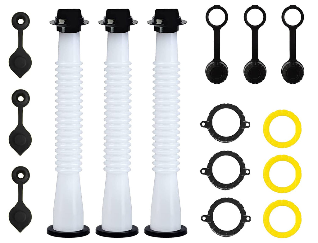 Gas Can Spout Replacement with Gasket, Stopper, Collar Caps and Vent Caps, Pack of 3 B623873