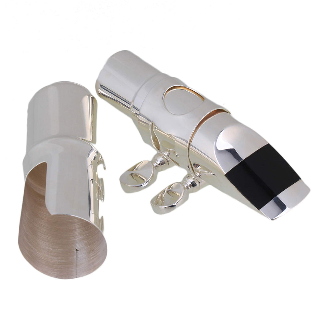 Silver Brass Alto Saxophone Mouthpiece with Cap Ligature Q91610