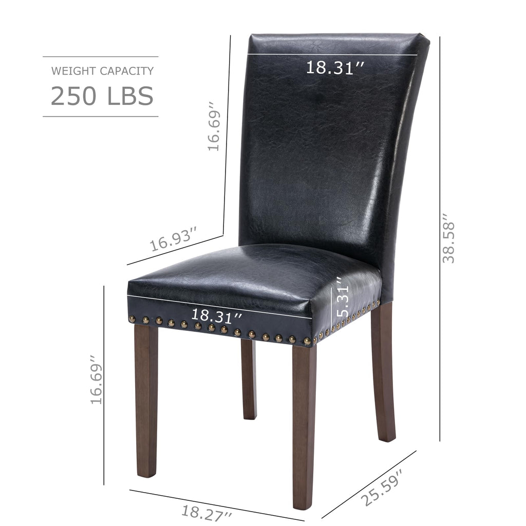 High Back Upholstered Dining Chairs Set of 2 Black L875