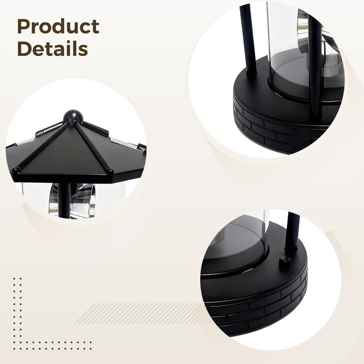 Solar Lighthouse with Rotating Beacon, LED Rotating Lighthouse Lamp, 5.7 x 5.7 x 6.9 in V3074