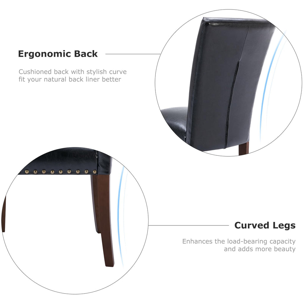 High Back Upholstered Dining Chairs Set of 2 Black L875