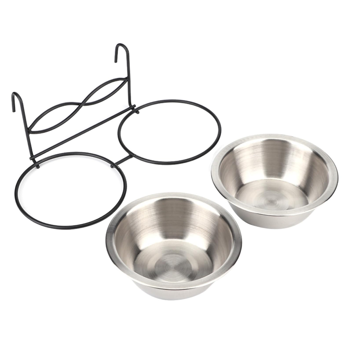 Stainless Steel Hanging Pet Bowls, 2 Bowls 1 Hook T77012