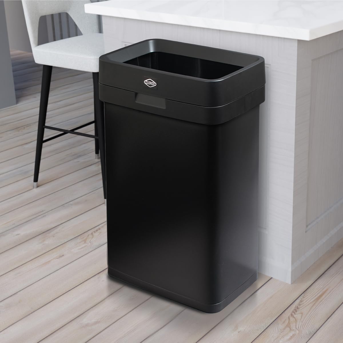 Slim Open Top Stainless Steel Trash Can, Matte Black, 13 Gal / 50L R3655