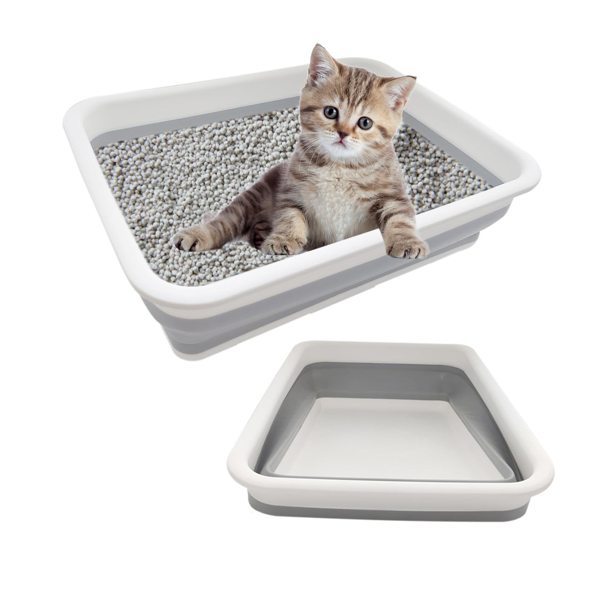 Collapsible Low Entry Small Cat Litter Box S8116