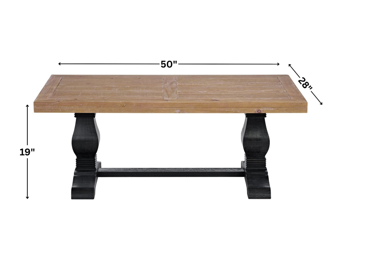 Solid Wood Coffee Table, Black and Driftwood J221