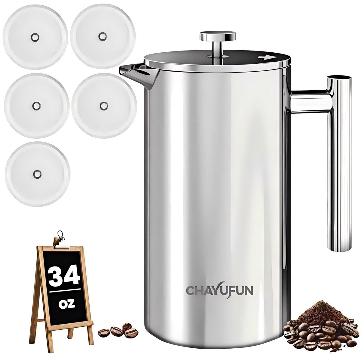 Stainless Steel French Press Coffee Maker 34oz R2274