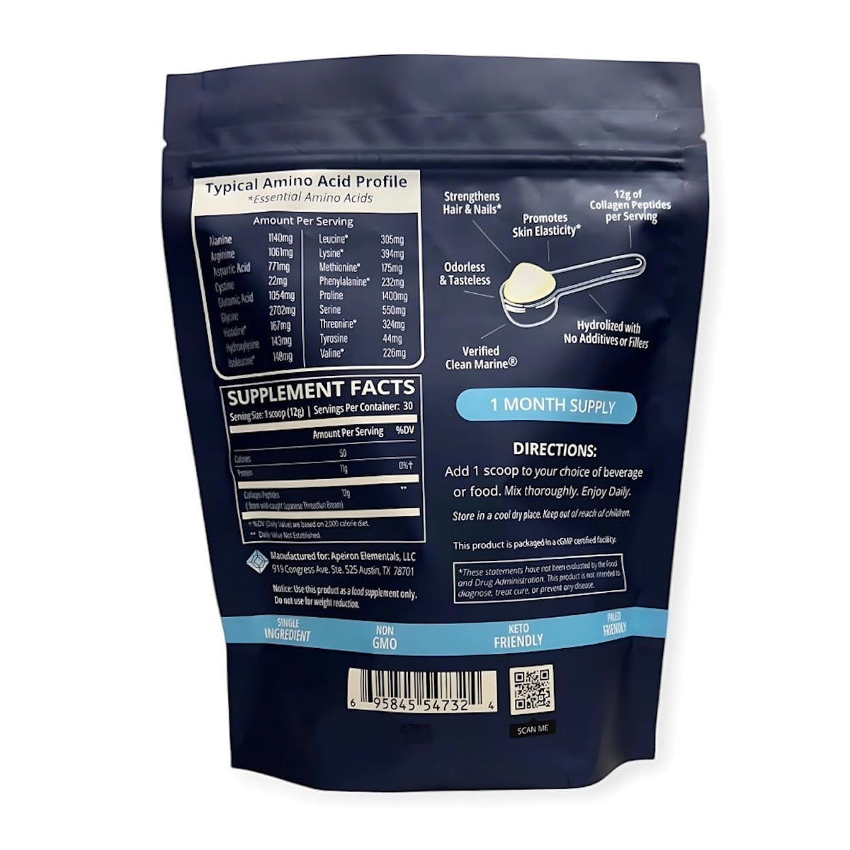 Hydrolyzed Marine Collagen Peptides Powder, Wild-Caught Fish, 30 Servings T246