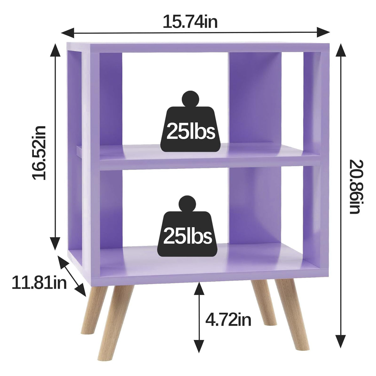 Purple 2-Tier Wooden Nightstand O9447