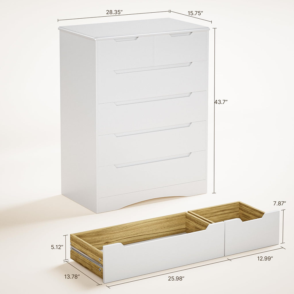 White 6 Drawer Dresser T8232