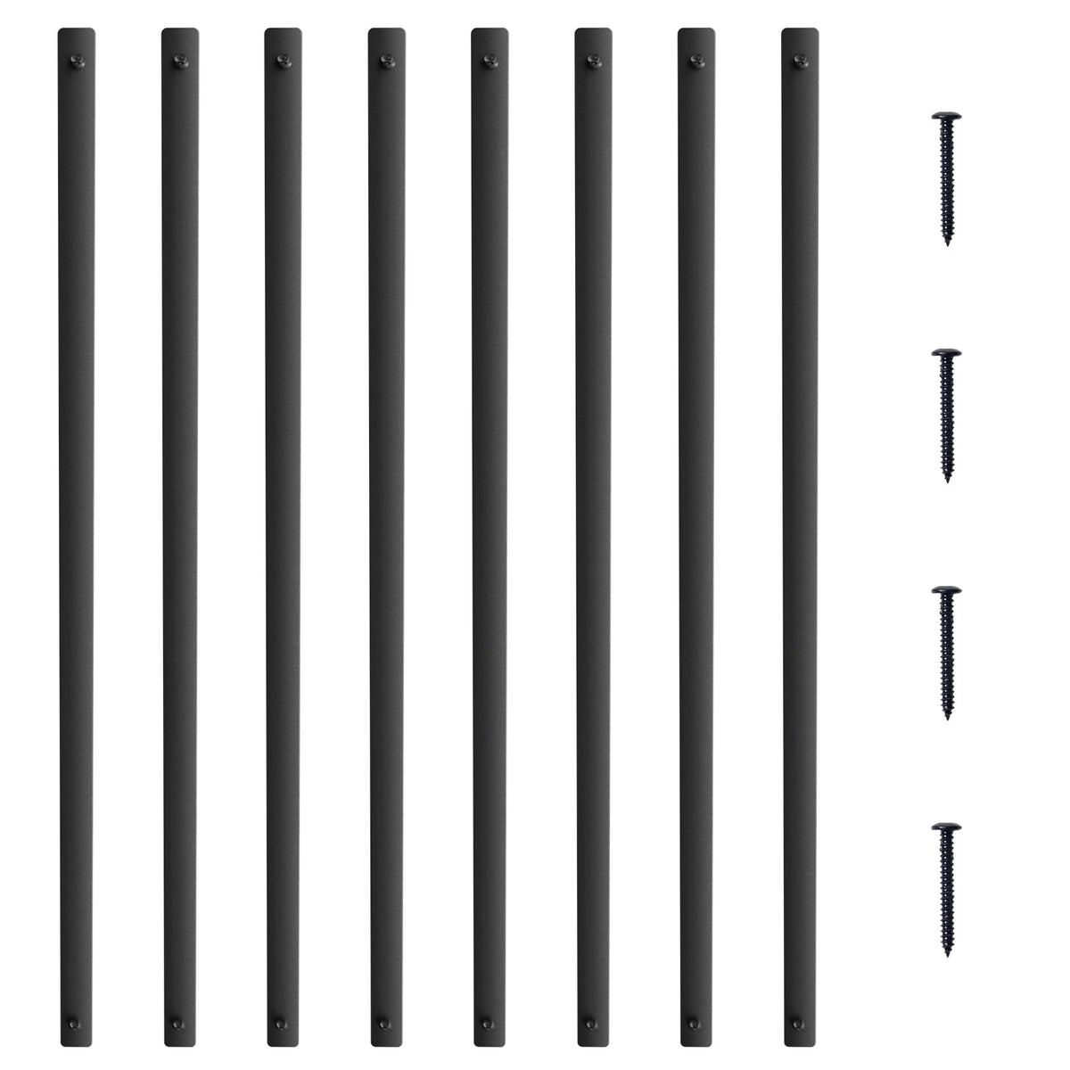 29.5"x1" Flat Aluminum Alloy 51 Pack Satin Black Metal Balusters E73450