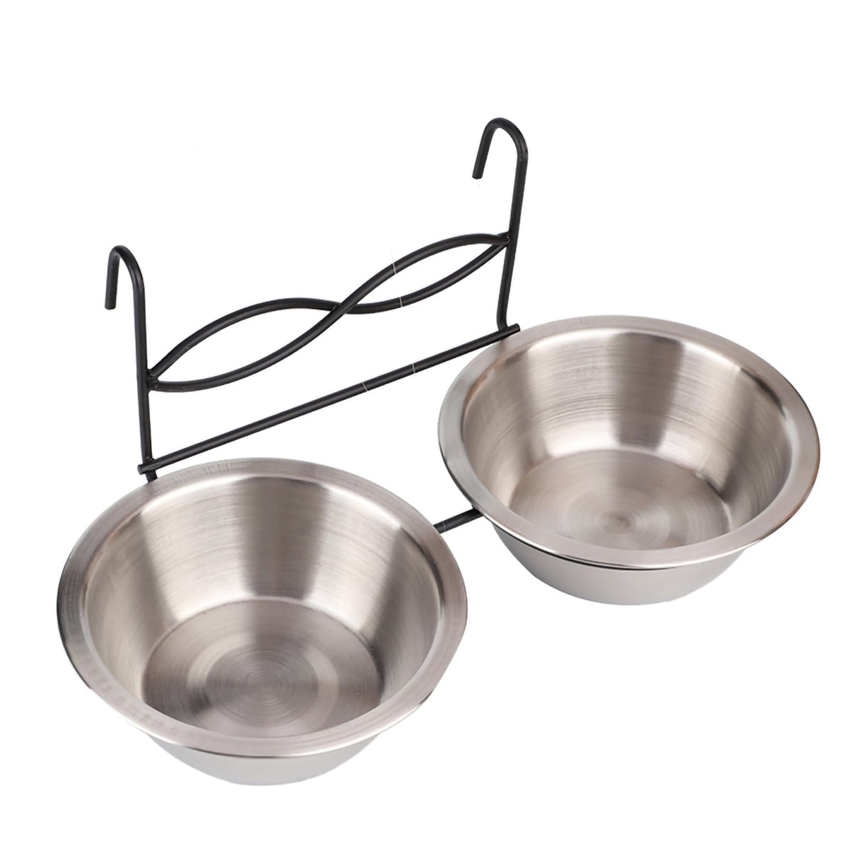 Stainless Steel Hanging Pet Bowls, 2 Bowls 1 Hook T77012