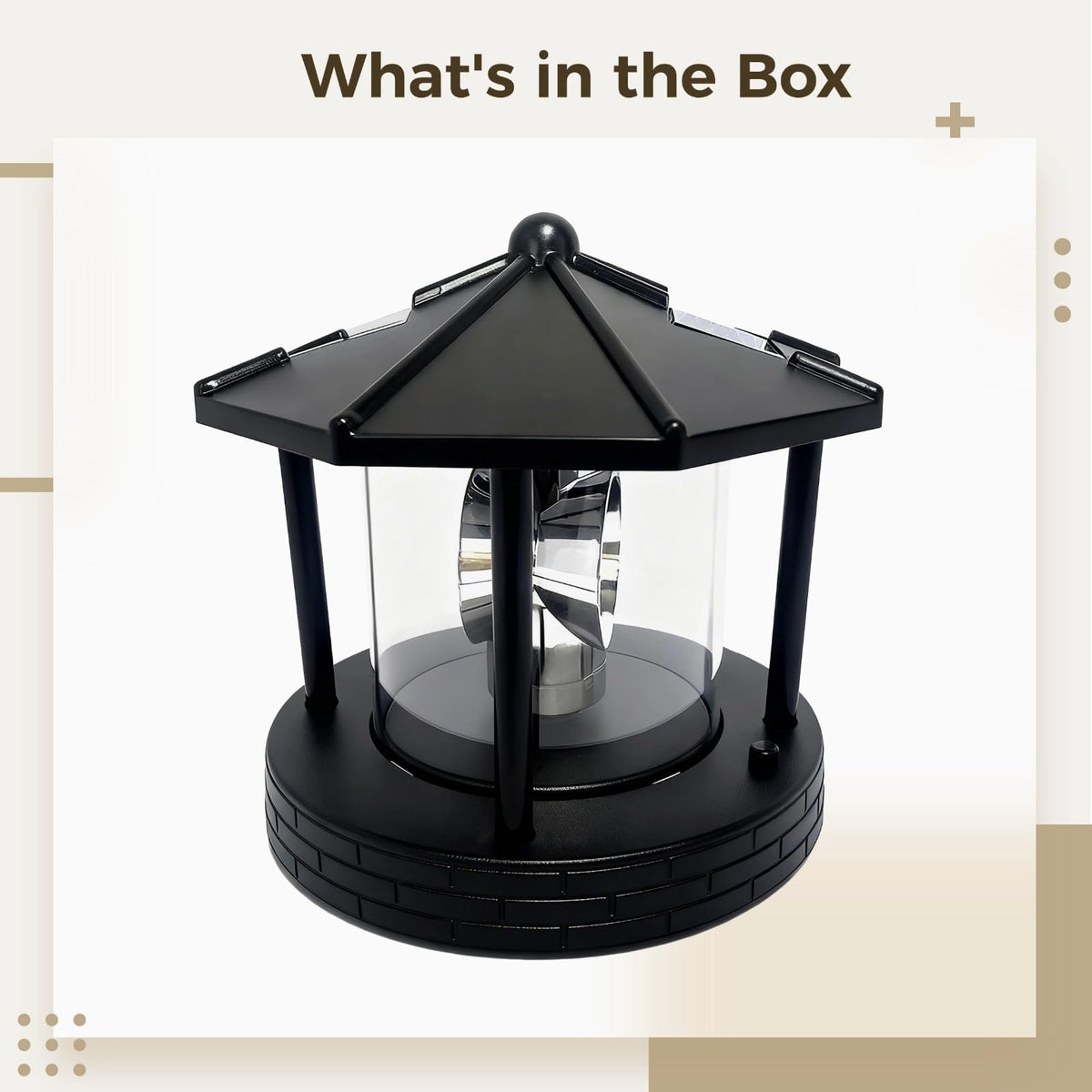 Solar Lighthouse with Rotating Beacon, LED Rotating Lighthouse Lamp, 5.7 x 5.7 x 6.9 in V3074