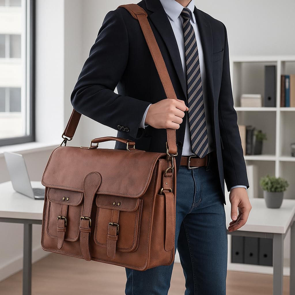 18 inch Leather Messenger Bag L463200