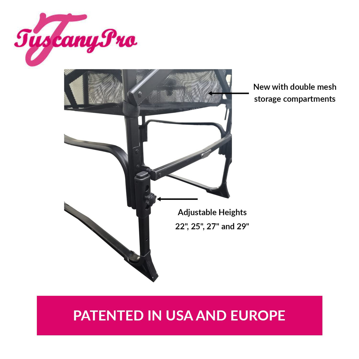Tall Heavy Duty Director Chair with Adjustable Seat Height and Carry Bag F583026