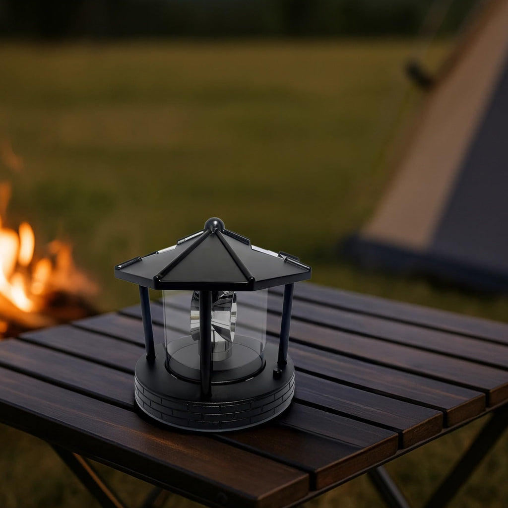 Solar Lighthouse with Rotating Beacon, LED Rotating Lighthouse Lamp, 5.7 x 5.7 x 6.9 in V3074