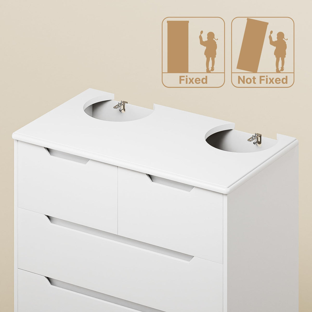 White 6 Drawer Dresser T8232