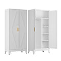 Metal Wardrobe Closet with Doors, 71'' Tall Steel Armoire with Shelves M96186