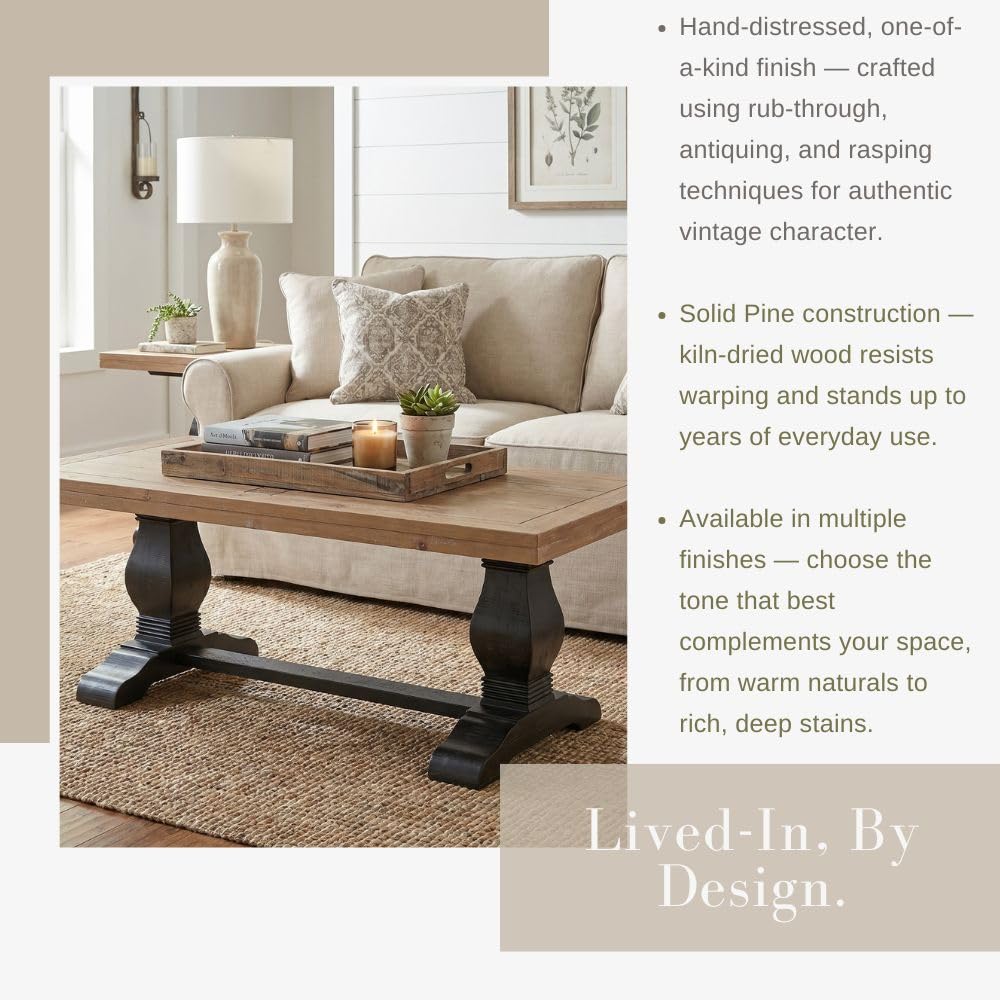 Solid Wood Coffee Table, Black and Driftwood J221