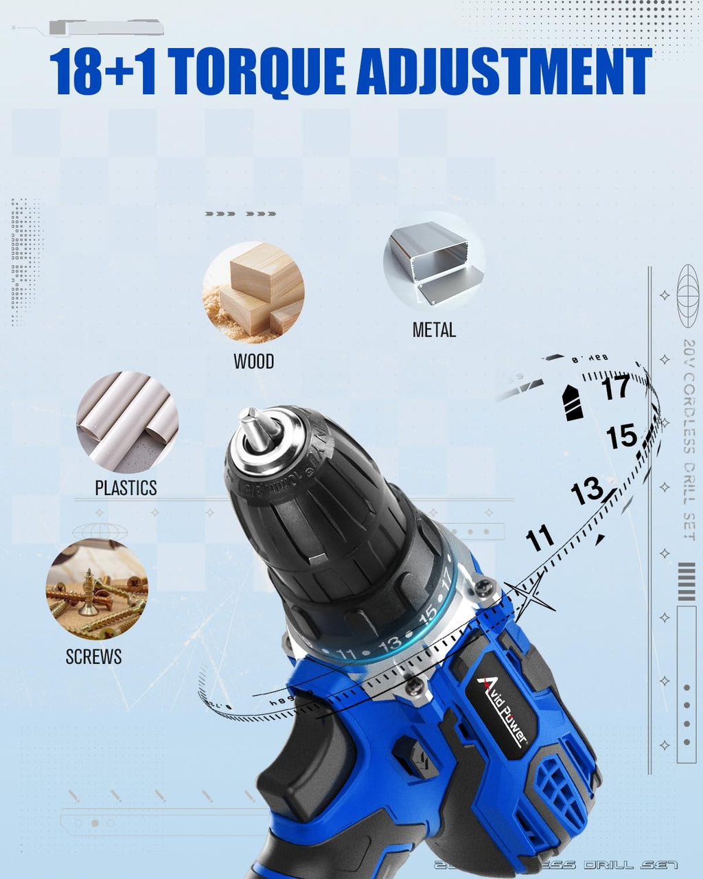 20V Cordless Drill Set with Battery and Charger T123