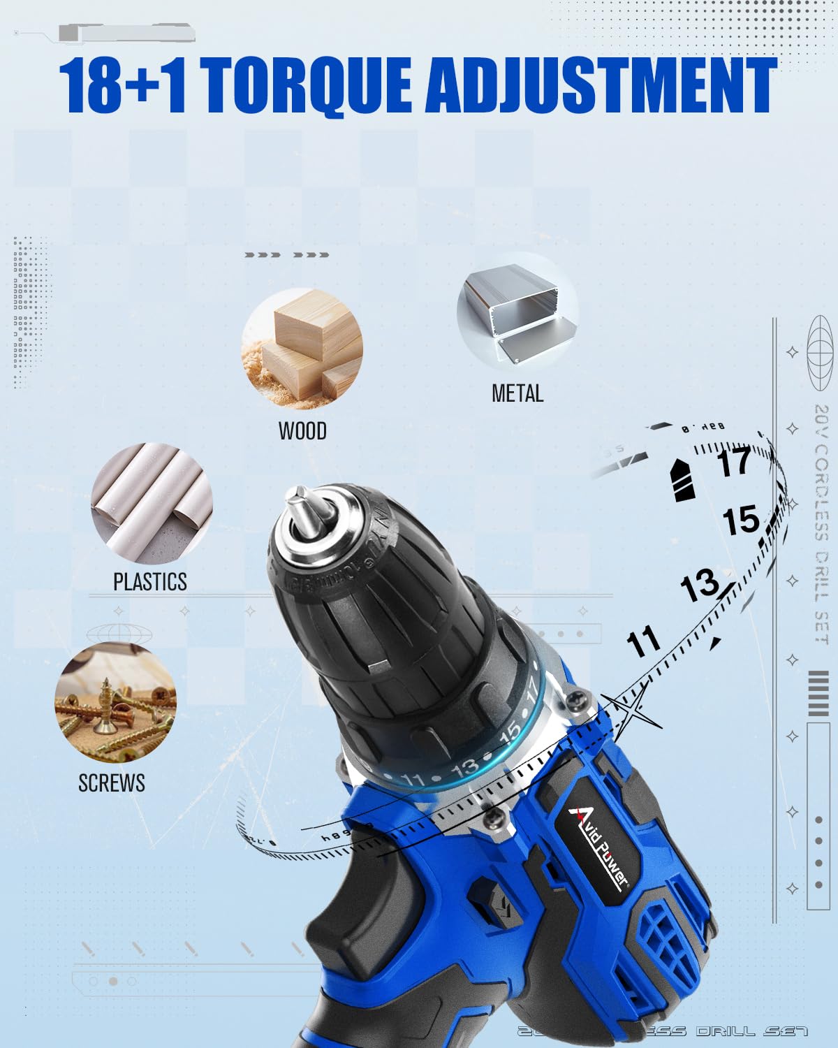 20V Cordless Drill Set with Battery and Charger T123