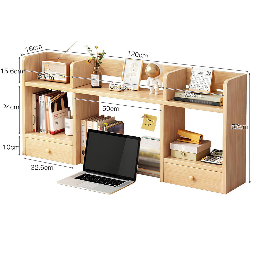 White Desktop Bookshelf Wood Storage Rack V3133