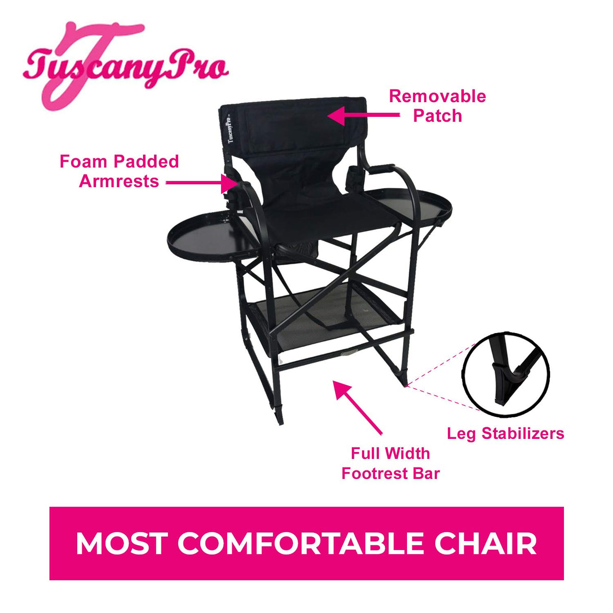 Tall Heavy Duty Director Chair with Adjustable Seat Height and Carry Bag F583026