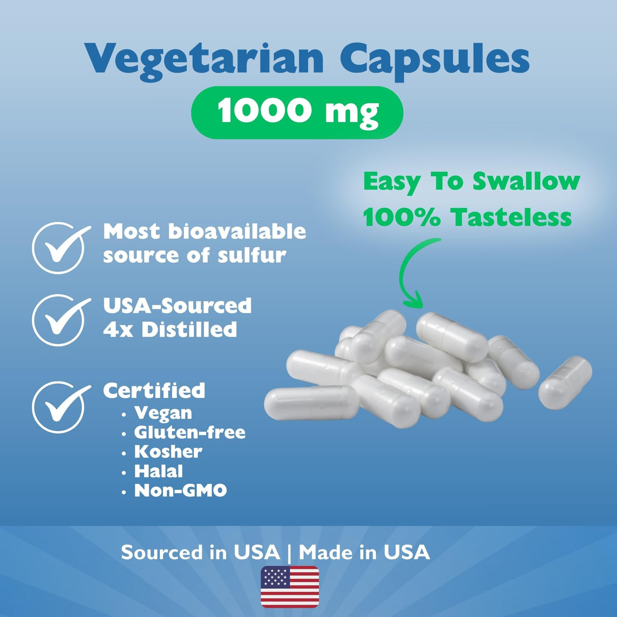 MSM 1000mg Vegetarian Capsules 120 Count J520564