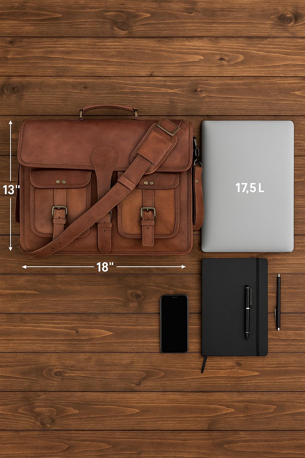 18 inch Leather Messenger Bag L463200