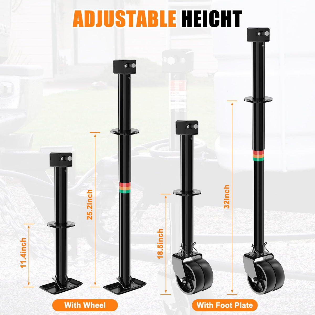 A-Frame Trailer Jack 2-in-1 5000lbs Foot Plate & 2000lbs Dual-Wheel S342447