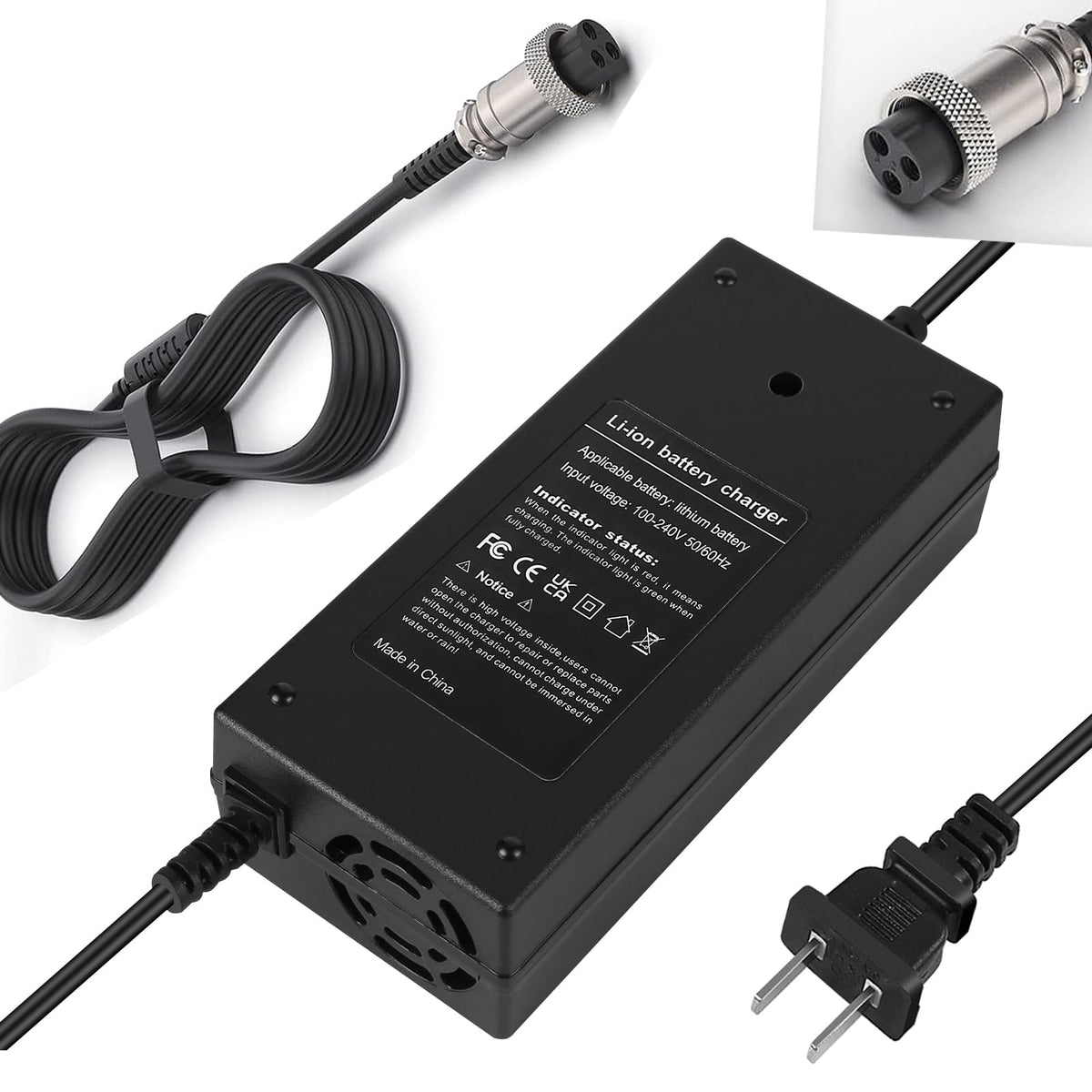54.6V 2A 3 Prong Scooter Charger for 48V Lithium Battery X7687