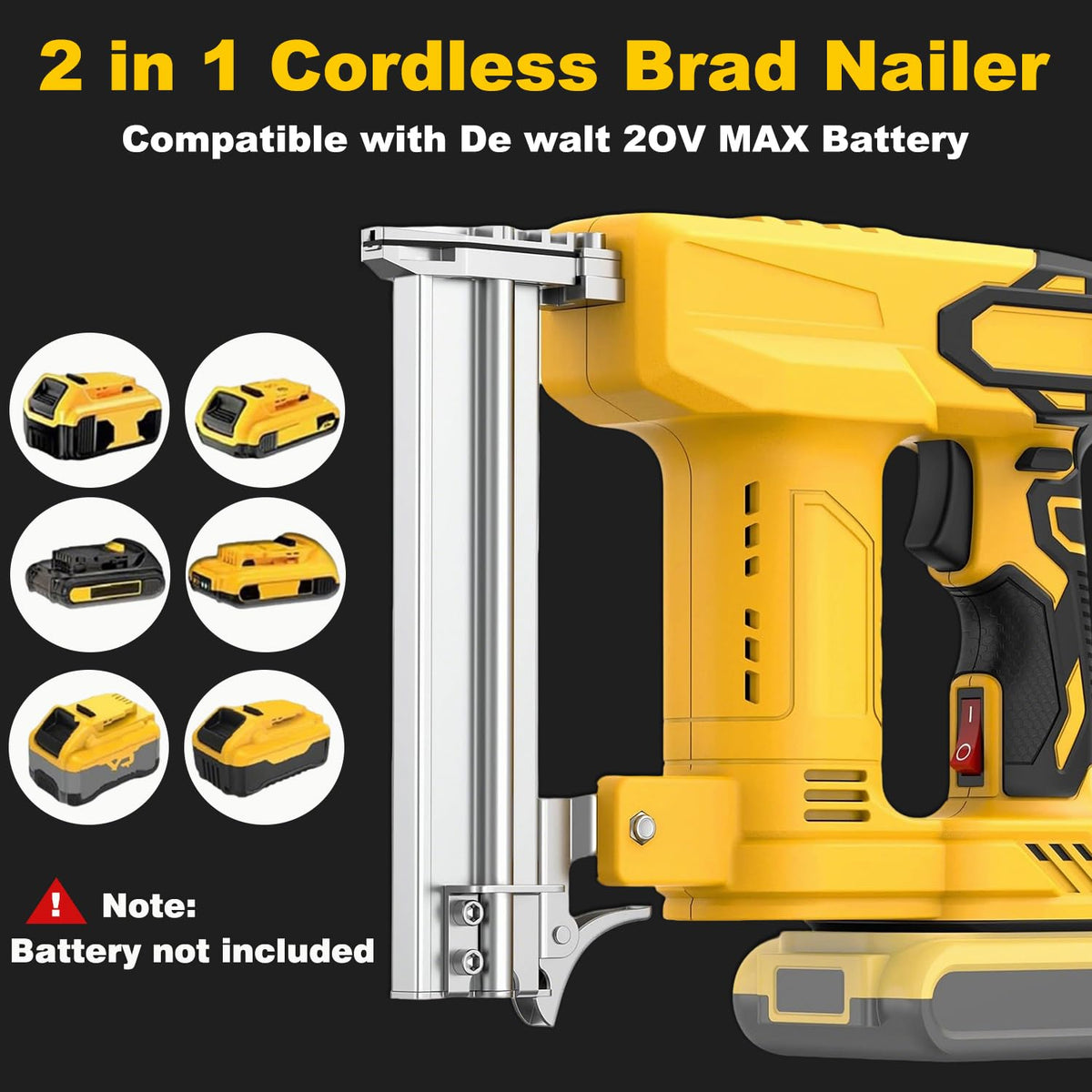 2 in 1 Cordless Brad Nailer 18 Gauge Electric Nail Gun F512449