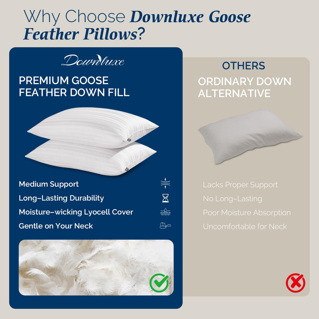 Goose Feather and Down King Size Pillows Set of 2 A4451