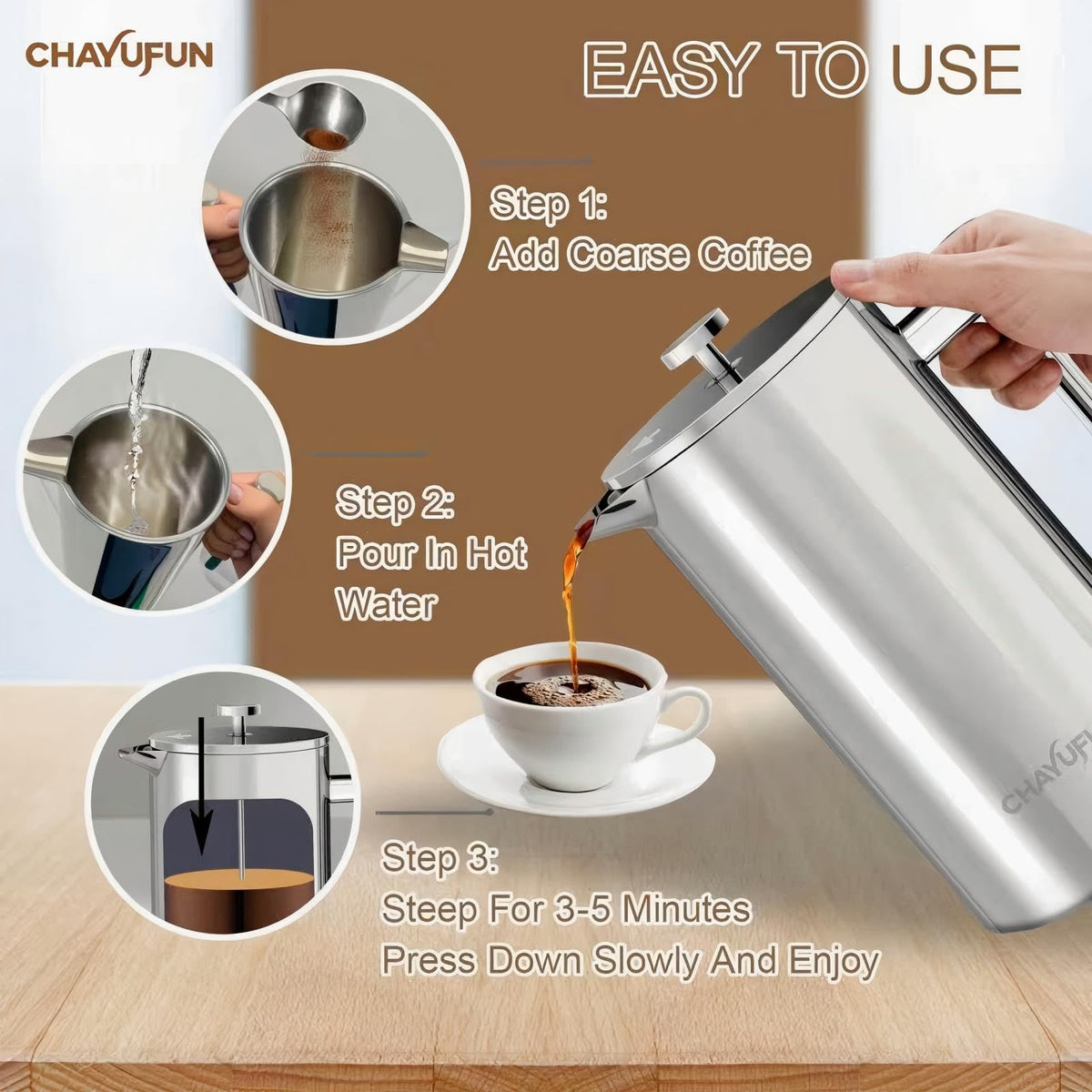 Stainless Steel French Press Coffee Maker 34oz R2274
