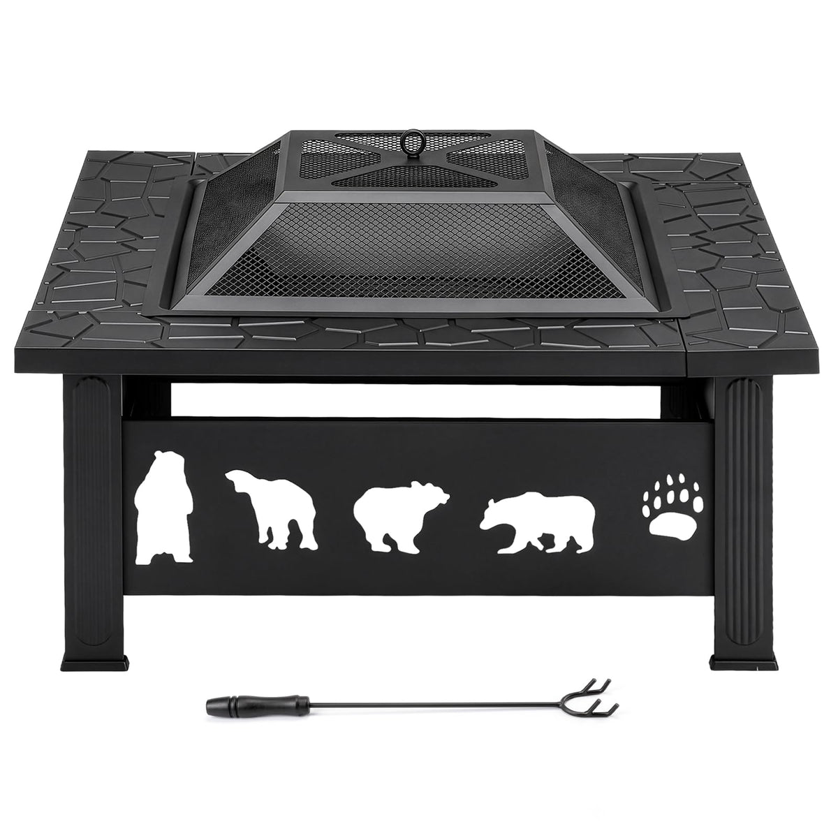 32 Inch Square Metal Patio Fire Pit Table F68018