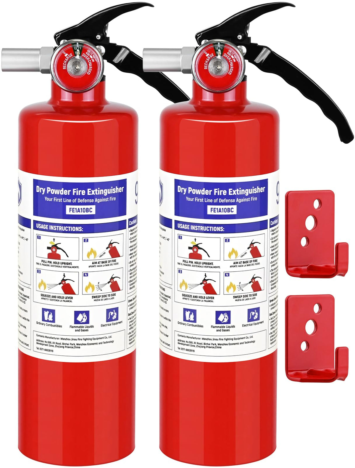 2 Pack 2.5 lb ABC Dry Chemical Fire Extinguishers V5840